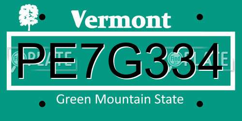PE7G334 Vermont License Plate