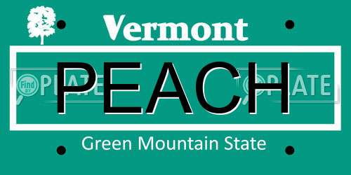 PEACH Vermont License Plate
