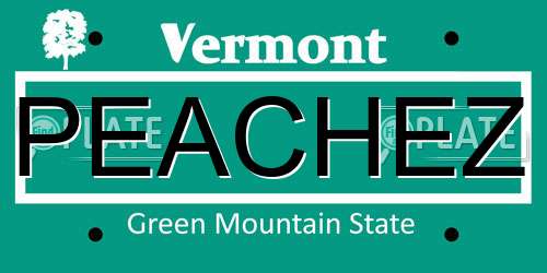 PEACHEZ Vermont License Plate
