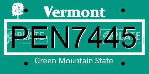 PEN7445 Vermont License Plate