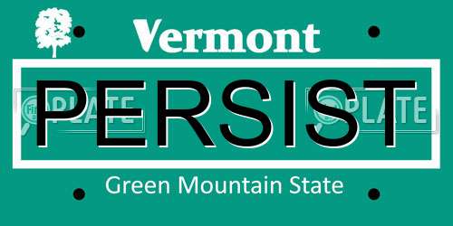 PERSIST Vermont License Plate