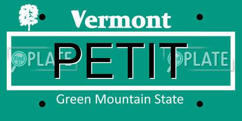 PETIT Vermont License Plate