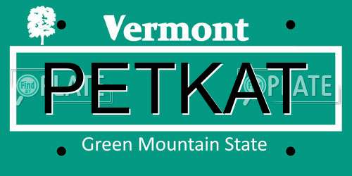 PETKAT Vermont License Plate