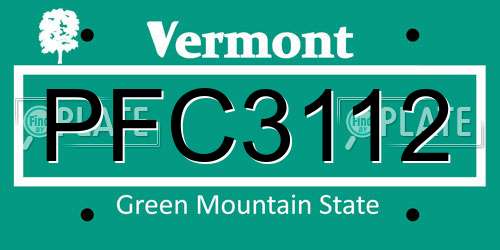 PFC3112 Vermont License Plate