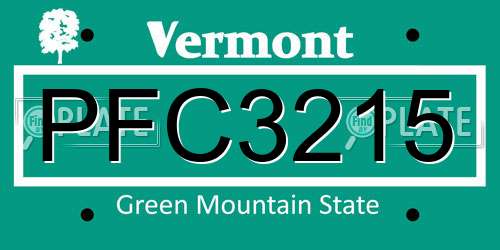 PFC3215 Vermont License Plate