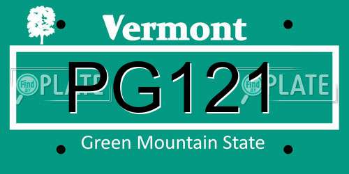 PG121 Vermont License Plate