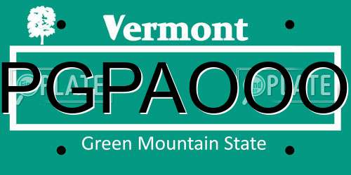 PGPAOOO Vermont License Plate