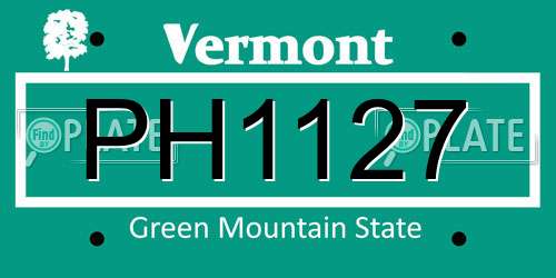PH1127 Vermont License Plate