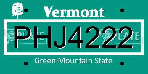 PHJ4222 Vermont License Plate