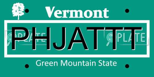 PHJATTT Vermont License Plate