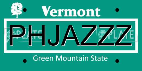 PHJAZZZ Vermont License Plate