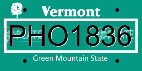 PHO1836 Vermont License Plate
