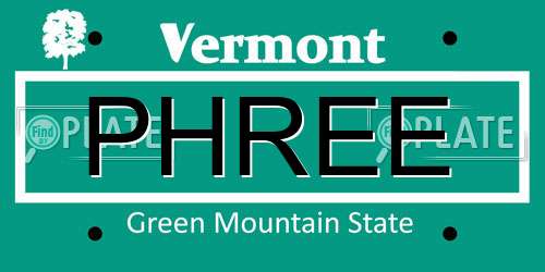 PHREE Vermont License Plate