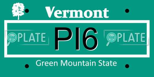 PI6 Vermont License Plate