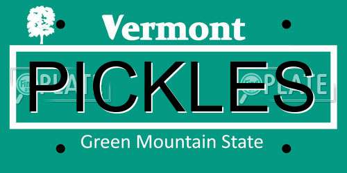 PICKLES Vermont License Plate