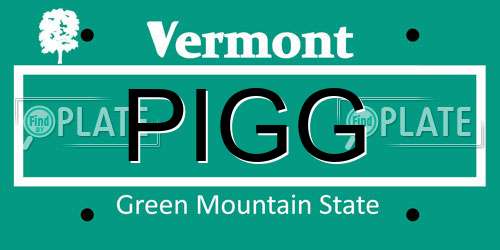 PIGG Vermont License Plate
