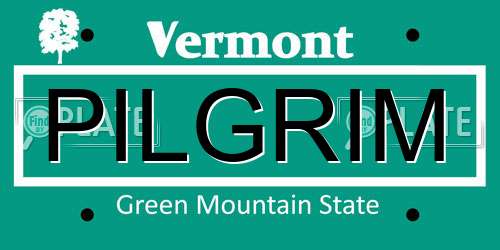 PILGRIM Vermont License Plate