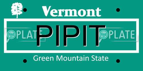 PIPIT Vermont License Plate