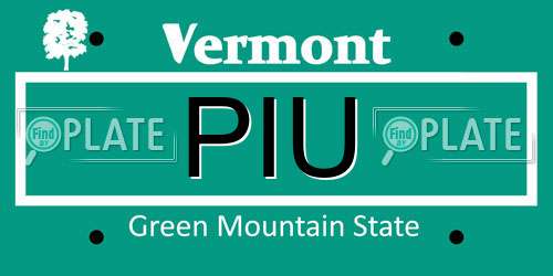 PIU Vermont License Plate