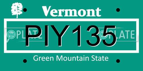 PIY135 Vermont License Plate