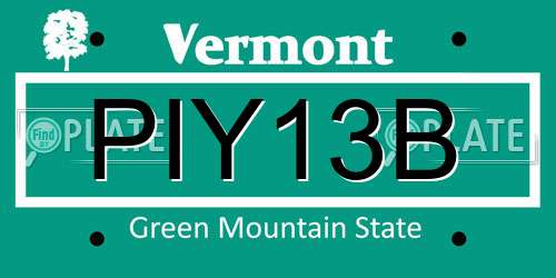 PIY13B Vermont License Plate