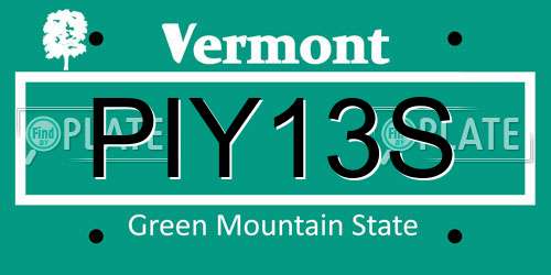 PIY13S Vermont License Plate