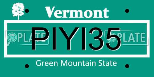 PIYI35 Vermont License Plate