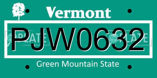 PJW0632 Vermont License Plate