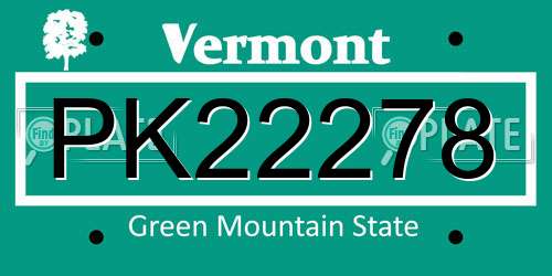 PK22278 Vermont License Plate
