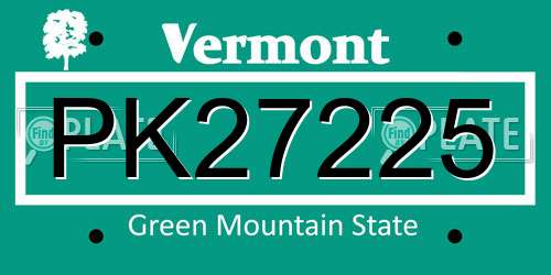 PK27225 Vermont License Plate