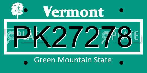 PK27278 Vermont License Plate