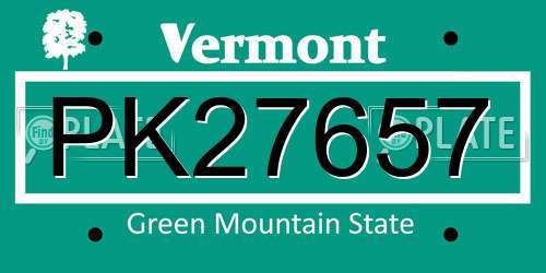 PK27657 Vermont License Plate