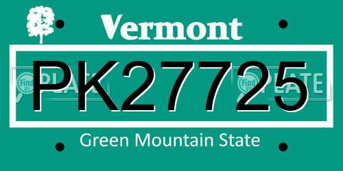 PK27725 Vermont License Plate