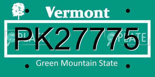 PK27775 Vermont License Plate