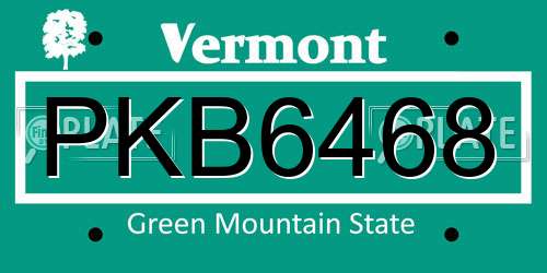 PKB6468 Vermont License Plate