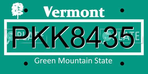 PKK8435 Vermont License Plate