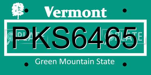 PKS6465 Vermont License Plate