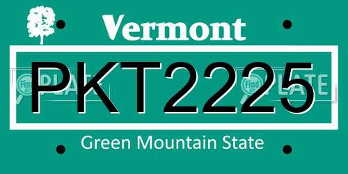 PKT2225 Vermont License Plate
