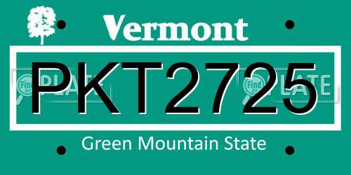 PKT2725 Vermont License Plate