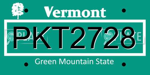 PKT2728 Vermont License Plate