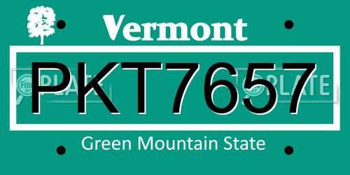 PKT7657 Vermont License Plate