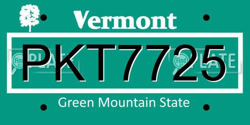 PKT7725 Vermont License Plate
