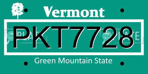 PKT7728 Vermont License Plate