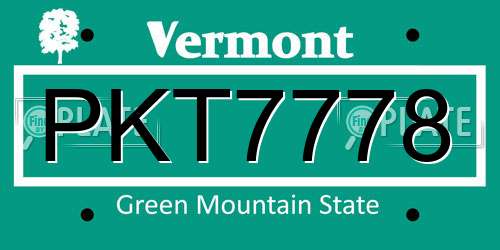 PKT7778 Vermont License Plate