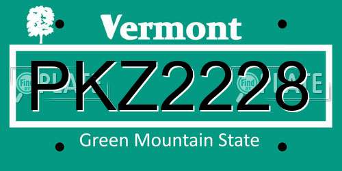 PKZ2228 Vermont License Plate