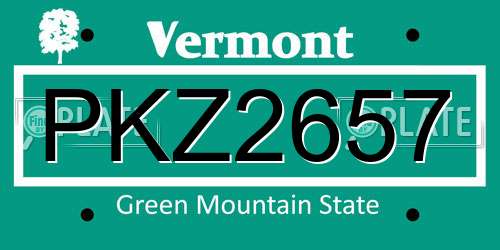 PKZ2657 Vermont License Plate