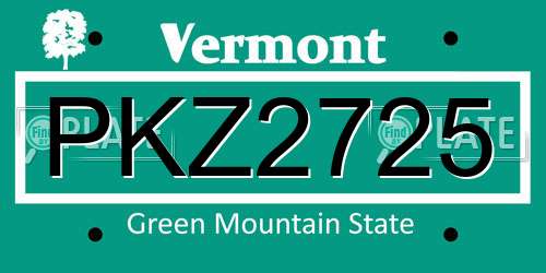PKZ2725 Vermont License Plate
