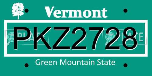 PKZ2728 Vermont License Plate