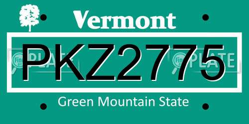 PKZ2775 Vermont License Plate