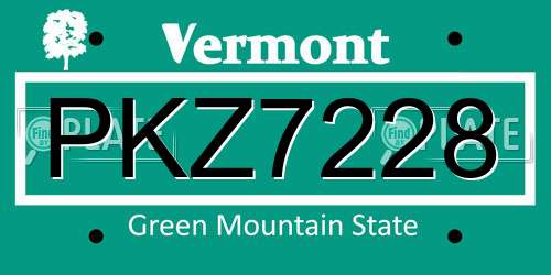PKZ7228 Vermont License Plate